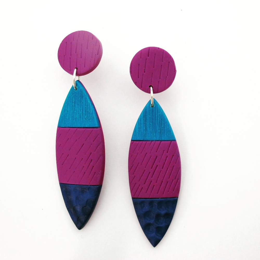 Artisan crafted color block earrings